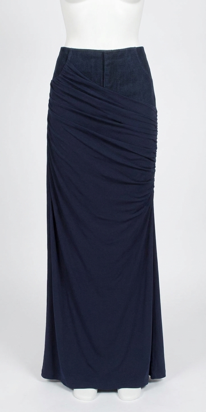 NEW CHRISTOPHER ESBER wrapped denim column skirt in ink